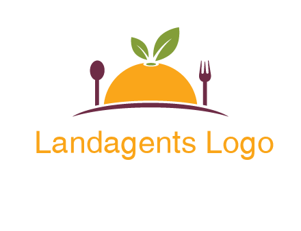 fork and spoon on side of half orange with leaves restaurant logo