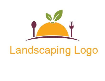 fork and spoon on side of half orange with leaves restaurant logo
