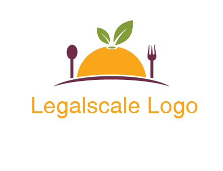 fork and spoon on side of half orange with leaves restaurant logo