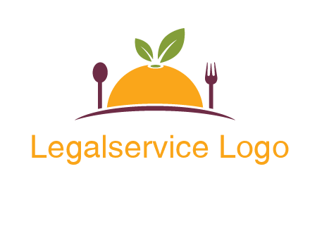 fork and spoon on side of half orange with leaves restaurant logo