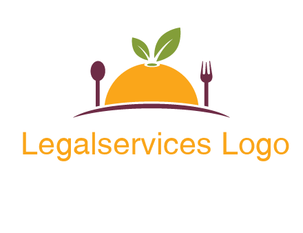 fork and spoon on side of half orange with leaves restaurant logo