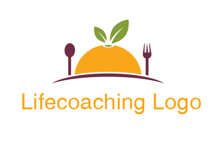 fork and spoon on side of half orange with leaves restaurant logo