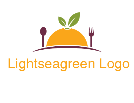 fork and spoon on side of half orange with leaves restaurant logo