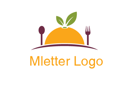 fork and spoon on side of half orange with leaves restaurant logo