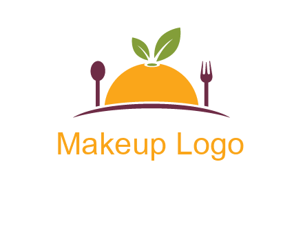 fork and spoon on side of half orange with leaves restaurant logo