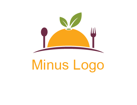 fork and spoon on side of half orange with leaves restaurant logo