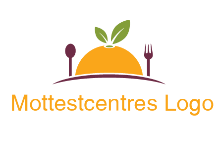 fork and spoon on side of half orange with leaves restaurant logo