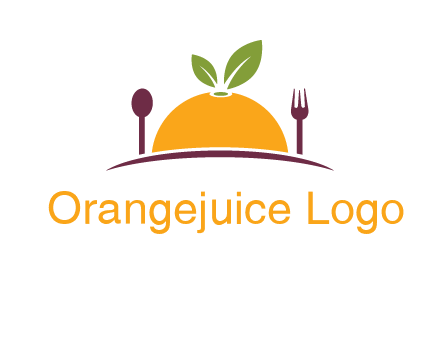 fork and spoon on side of half orange with leaves restaurant logo