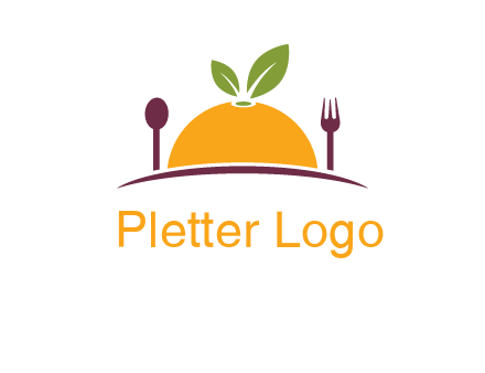 fork and spoon on side of half orange with leaves restaurant logo