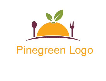 fork and spoon on side of half orange with leaves restaurant logo