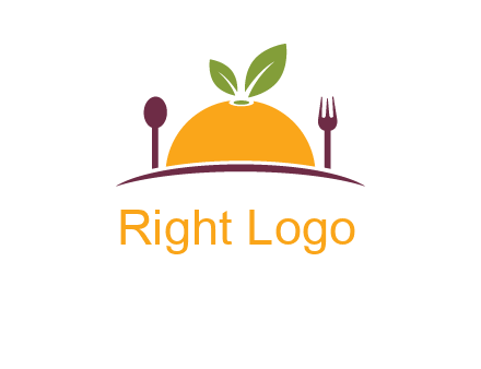 fork and spoon on side of half orange with leaves restaurant logo