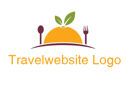 fork and spoon on side of half orange with leaves restaurant logo