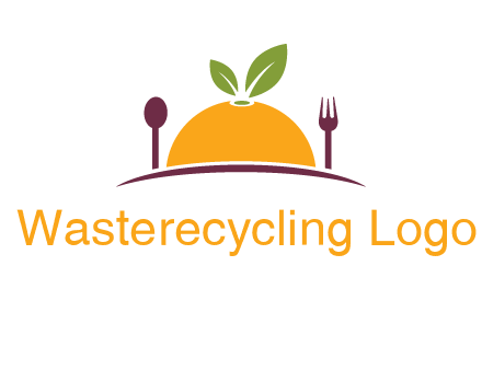 fork and spoon on side of half orange with leaves restaurant logo