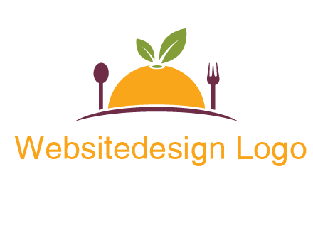 fork and spoon on side of half orange with leaves restaurant logo
