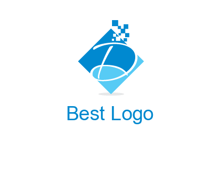 letter d inside the rhombus shape with technology squares logo