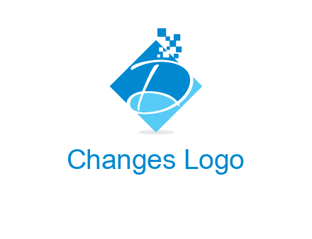 letter d inside the rhombus shape with technology squares logo
