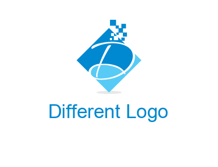 letter d inside the rhombus shape with technology squares logo