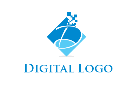 letter d inside the rhombus shape with technology squares logo