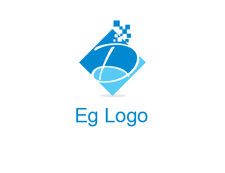 letter d inside the rhombus shape with technology squares logo