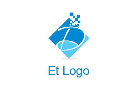 letter d inside the rhombus shape with technology squares logo