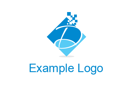 letter d inside the rhombus shape with technology squares logo