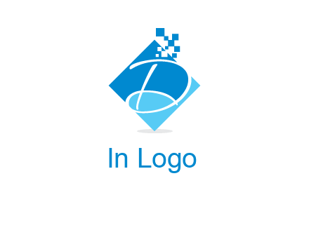 letter d inside the rhombus shape with technology squares logo