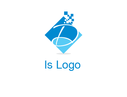 letter d inside the rhombus shape with technology squares logo