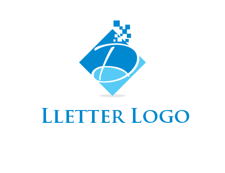 letter d inside the rhombus shape with technology squares logo
