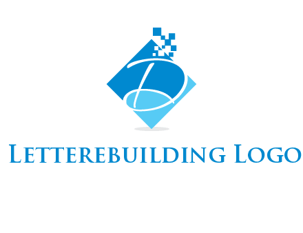letter d inside the rhombus shape with technology squares logo