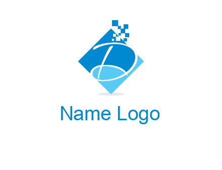letter d inside the rhombus shape with technology squares logo