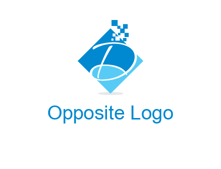 letter d inside the rhombus shape with technology squares logo