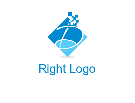 letter d inside the rhombus shape with technology squares logo