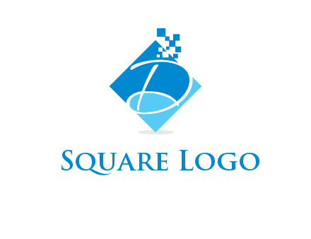 letter d inside the rhombus shape with technology squares logo