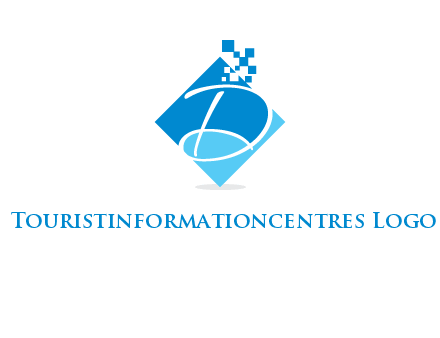 letter d inside the rhombus shape with technology squares logo