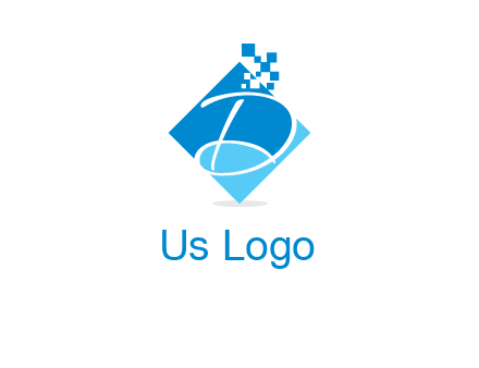letter d inside the rhombus shape with technology squares logo
