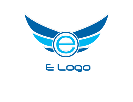 letter e inside the circle with wings logo