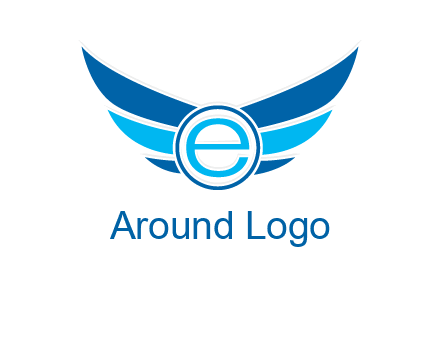 letter e inside the circle with wings logo