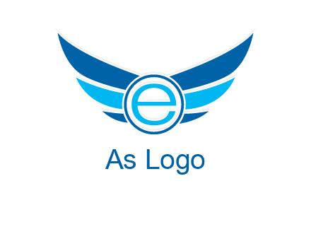 letter e inside the circle with wings logo