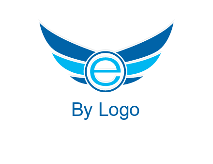 letter e inside the circle with wings logo