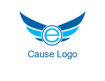 letter e inside the circle with wings logo