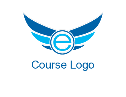 letter e inside the circle with wings logo