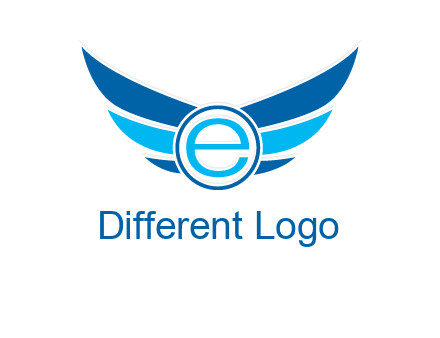 letter e inside the circle with wings logo