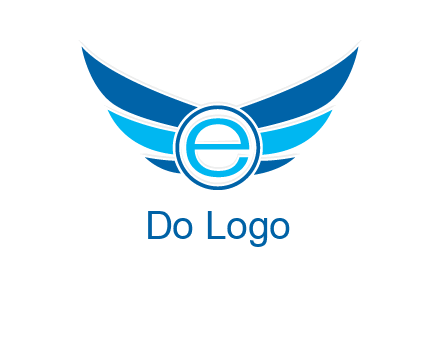 letter e inside the circle with wings logo
