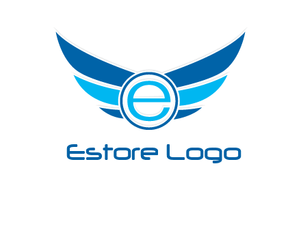 letter e inside the circle with wings logo