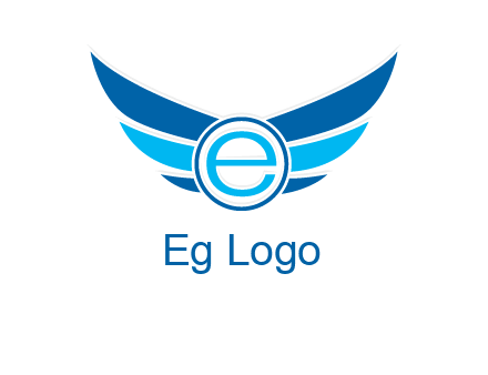 letter e inside the circle with wings logo