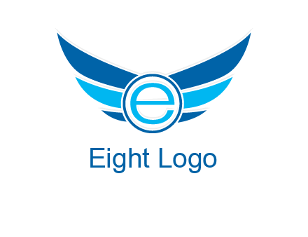 letter e inside the circle with wings logo