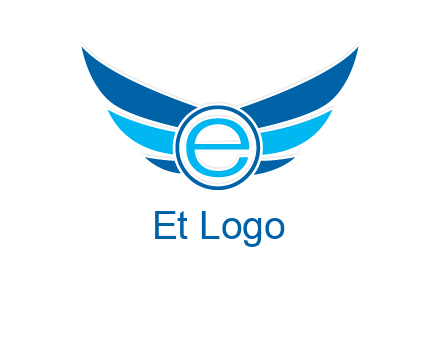 letter e inside the circle with wings logo