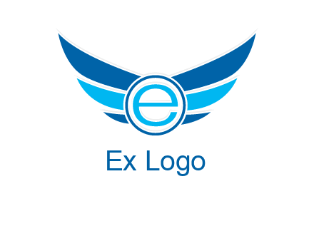 letter e inside the circle with wings logo