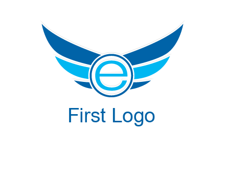 letter e inside the circle with wings logo