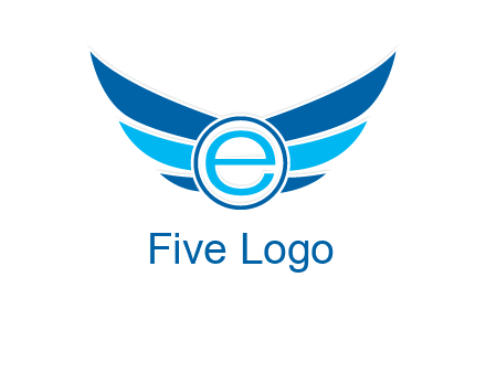 letter e inside the circle with wings logo